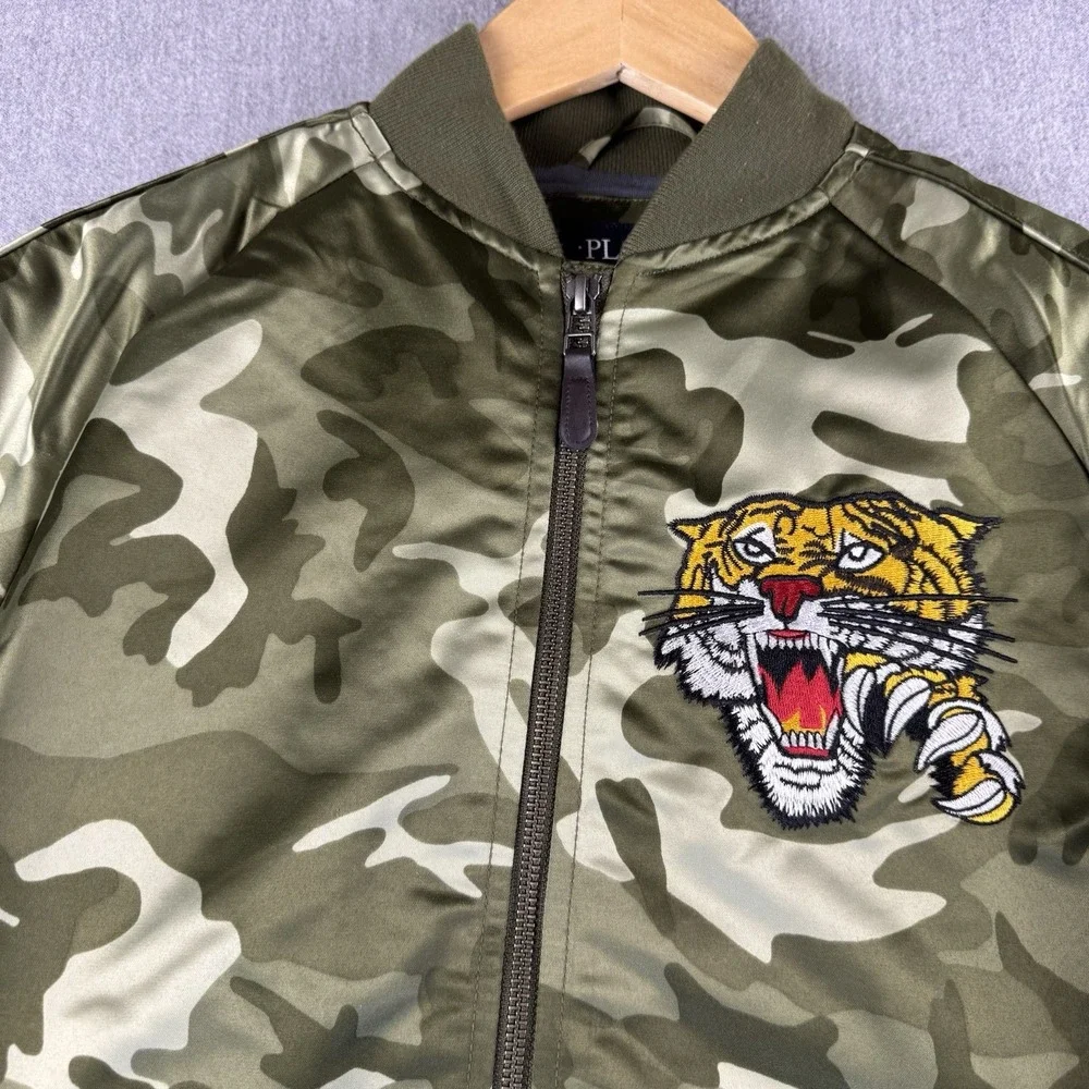 The Childrens Place Camo Bomber Jacket Tiger Bengal‎ 22 Youth XL 14 Zip